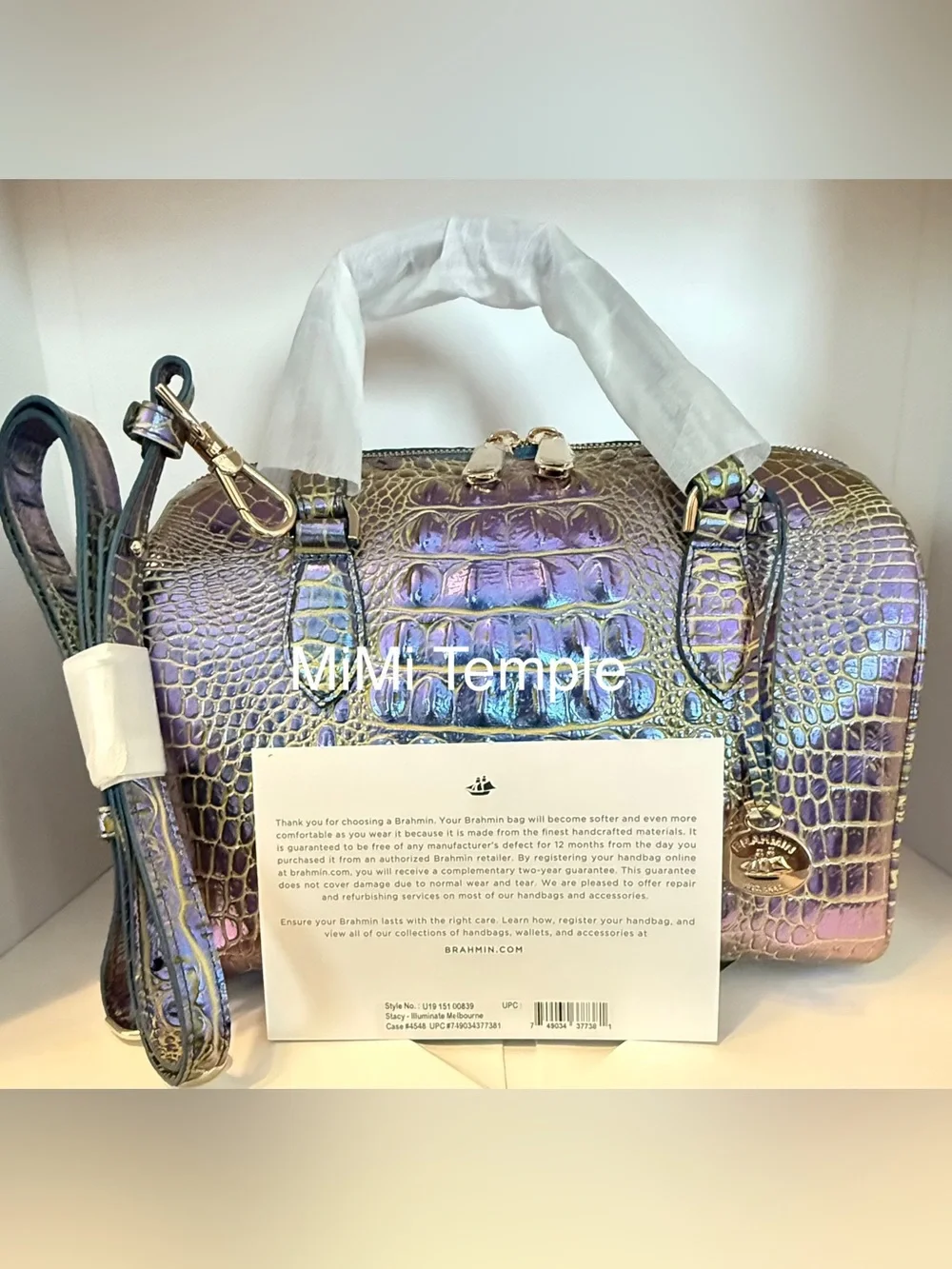 Brahmin Stacy Illuminate Croc-Embossed Satchel - RARE